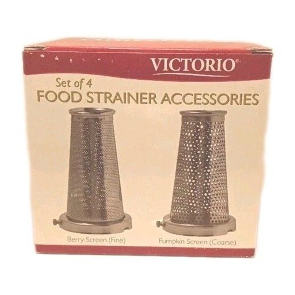 Victoria Set of 4 Food Strainer Accessories! Extra Course - Spiral Fine & Course